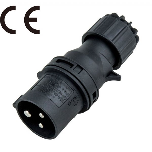 KHTN013-BK 16A/3P CEE CONNECTOR ALL BLACK, LINE MALE